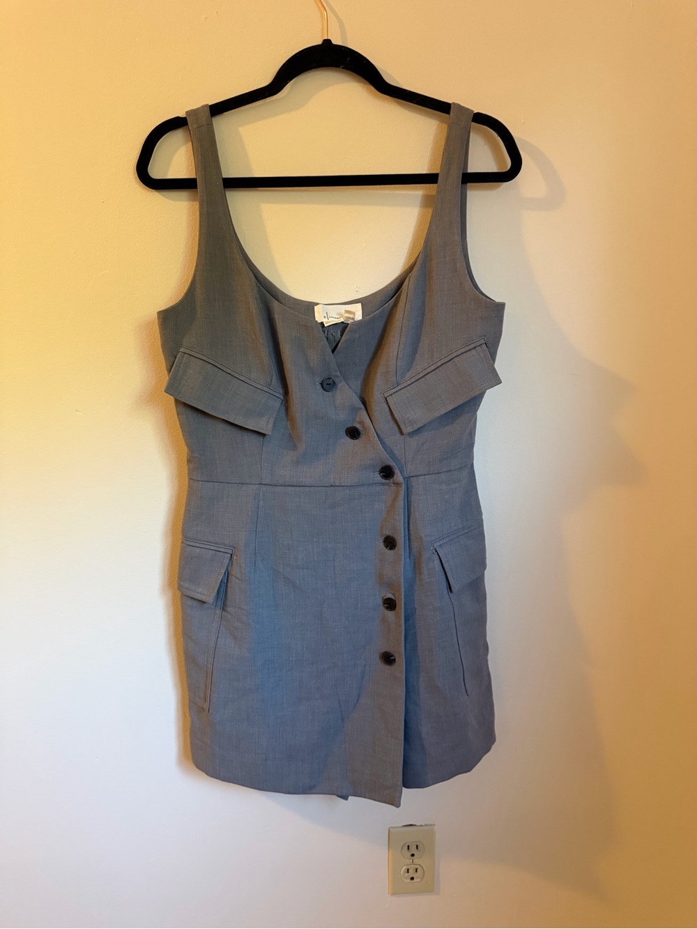 Anthropologie Slate Gray Button-Front Mini Dress